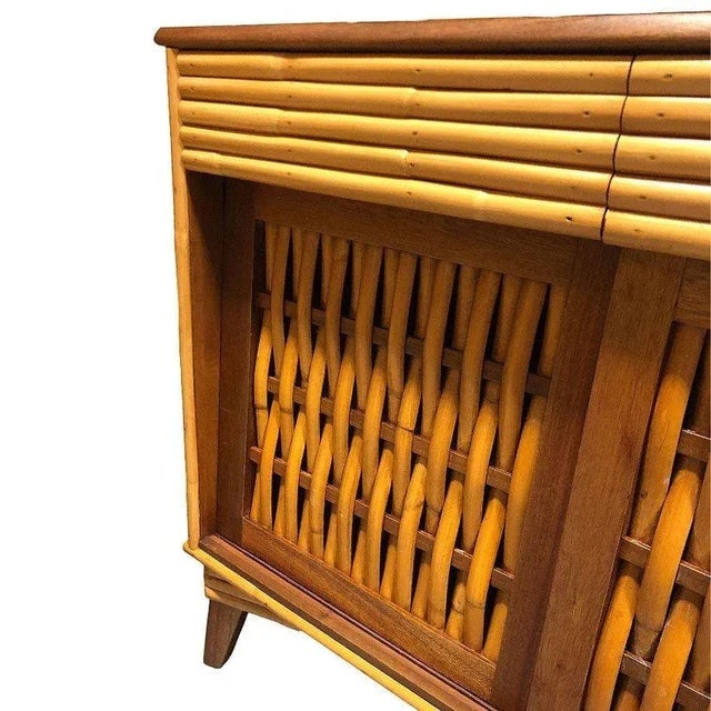 1940s Mid-Century James Mont Inspired Rattan & Wicker Buffet Credenza - 7