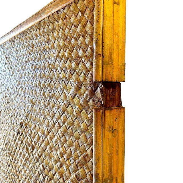 1930s Art Deco 9' Foot X 6' Foot Rattan & Woven Wicker Rolling Wall Divider Screen - 11