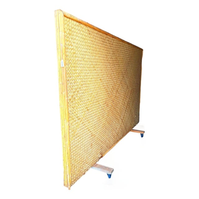 1930s Art Deco 9' Foot X 6' Foot Rattan & Woven Wicker Rolling Wall Divider Screen (1 of 11)