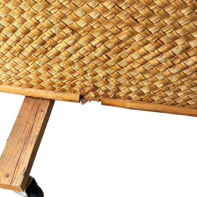 1930s Art Deco 9' Foot X 6' Foot Rattan & Woven Wicker Rolling Wall Divider Screen - 8