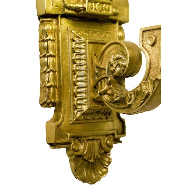 1970s Art Deco Liberty Figural Bronze Entry Sconce With Sunburst Motif - 4