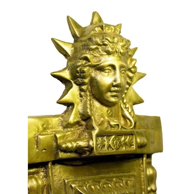 1970s Art Deco Liberty Figural Bronze Entry Sconce With Sunburst Motif - 5