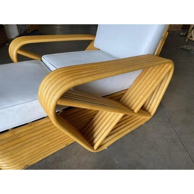 1950s Restored Six-Strand Square Pretzel Rattan Chaise Lounge Chair - 10