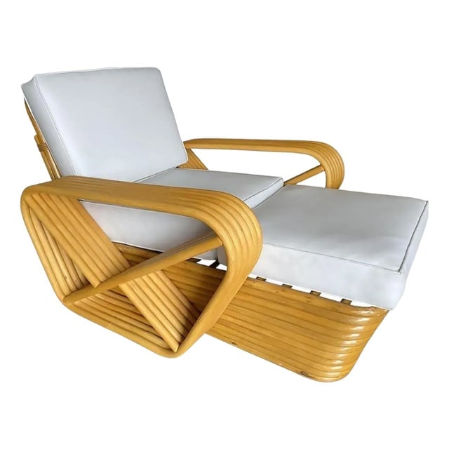 1950s Restored Six-Strand Square Pretzel Rattan Chaise Lounge Chair (1 of 12)