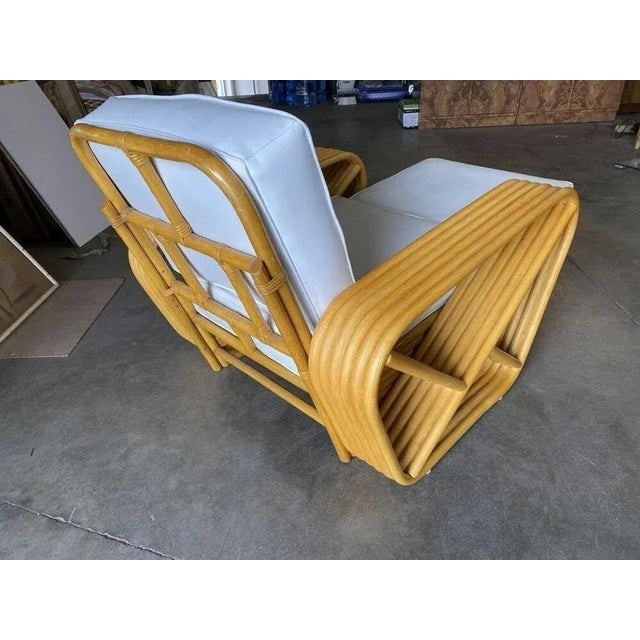 1950s Restored Six-Strand Square Pretzel Rattan Chaise Lounge Chair - 2