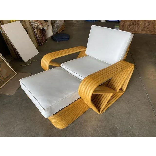 1950s Restored Six-Strand Square Pretzel Rattan Chaise Lounge Chair - 3