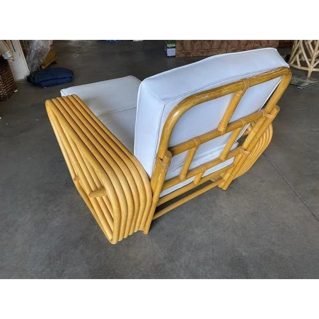 1950s Restored Six-Strand Square Pretzel Rattan Chaise Lounge Chair - 4