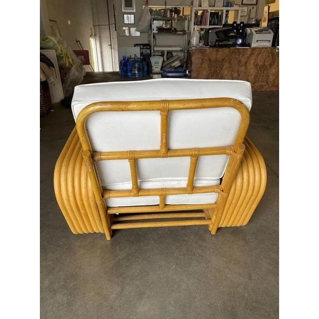 1950s Restored Six-Strand Square Pretzel Rattan Chaise Lounge Chair - 7