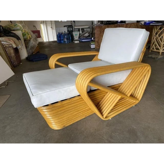 1950s Restored Six-Strand Square Pretzel Rattan Chaise Lounge Chair - 8