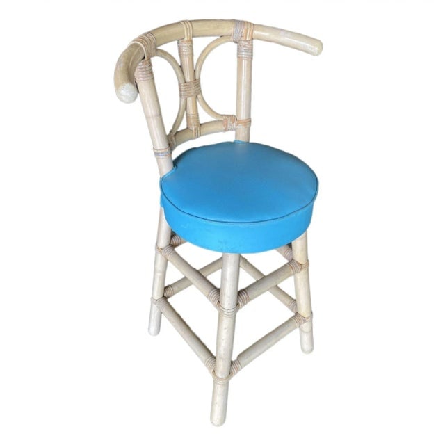 1960s Restored Rattan Bar Stools With Hour Glass Seat Back, Set of 6 - 2