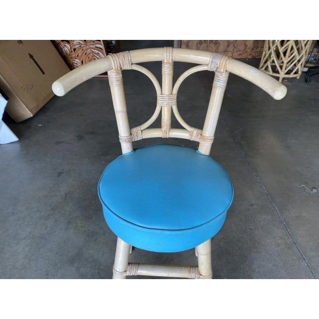 1960s Restored Rattan Bar Stools With Hour Glass Seat Back, Set of 6 - 6