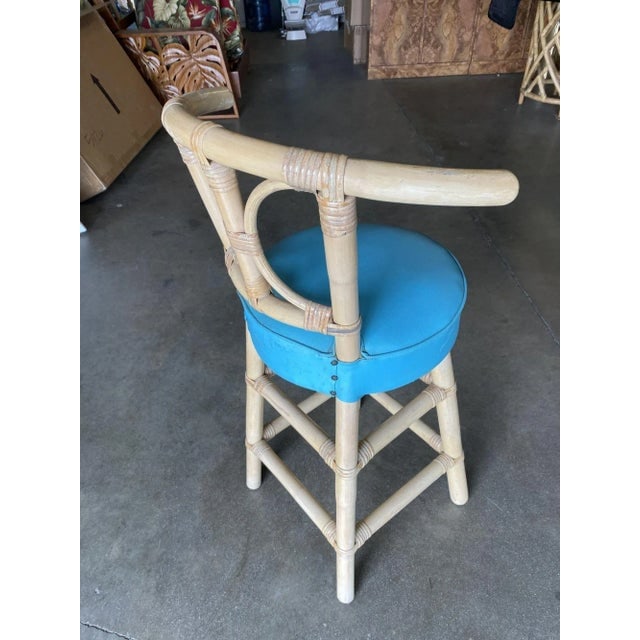 1960s Restored Rattan Bar Stools With Hour Glass Seat Back, Set of 6 - 7