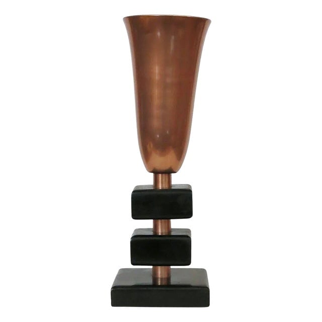 1940s Copper Stacked Base Torchiere Table Lamp (1 of 9)