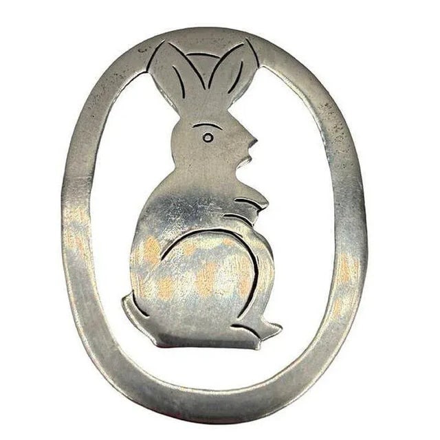 Vintage Hand Etched Taxco 925 Sterling Silver Bunny Rabbit Bookmark - 2
