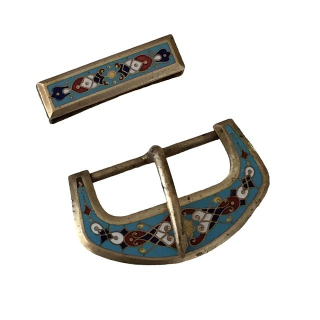 Bronze Enamelware Belt Buckle, Circa 1910 - 3