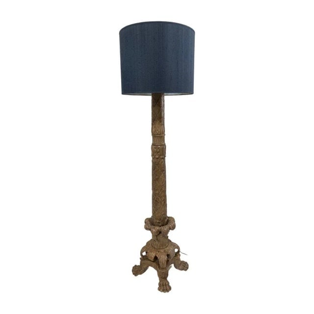 Vintage 1950s Italian Baroque Style Hand Carved Wood Floor Lamp - 6