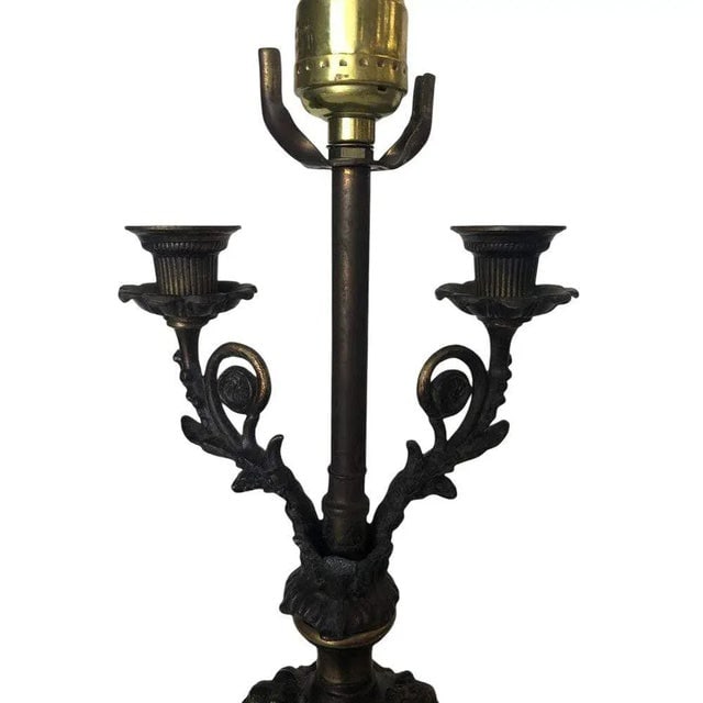Neo-Classic Bronze Patina Cherub Candelabra Table Lamp - 3