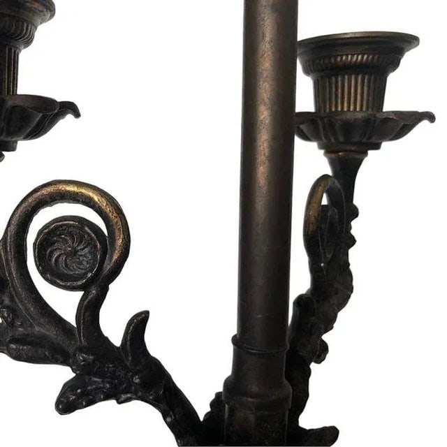 Neo-Classic Bronze Patina Cherub Candelabra Table Lamp - 4