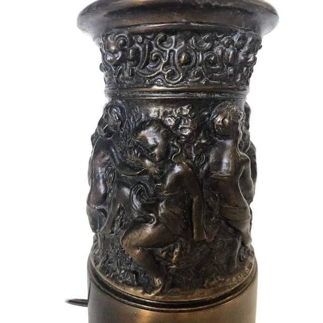 Neo-Classic Bronze Patina Cherub Candelabra Table Lamp - 7