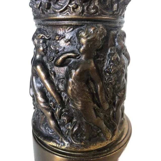 Neo-Classic Bronze Patina Cherub Candelabra Table Lamp - 8