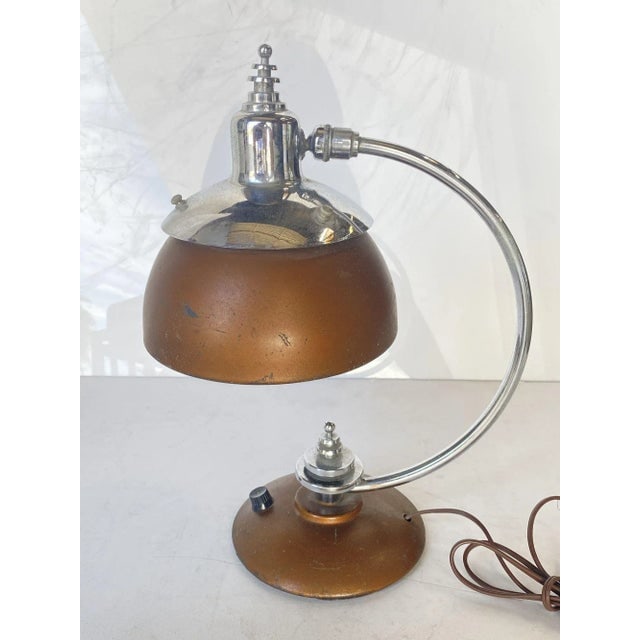 1930s Machine Age Chrome and Copper Desk Lamp - 6