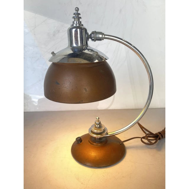1930s Machine Age Chrome and Copper Desk Lamp - 7