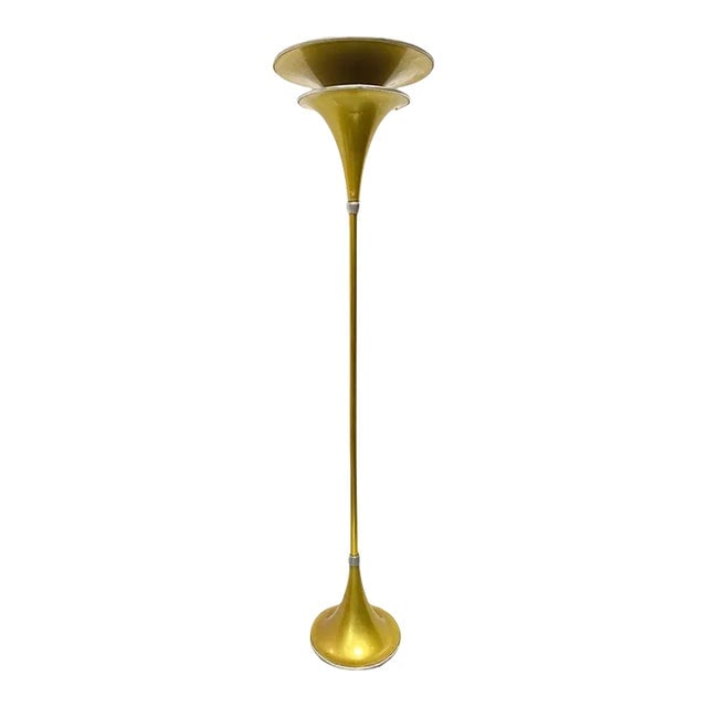 1930s Art Deco Anodized Gold-Tone Spun Aluminum Torchiere Floor Lamp (1 of 5)