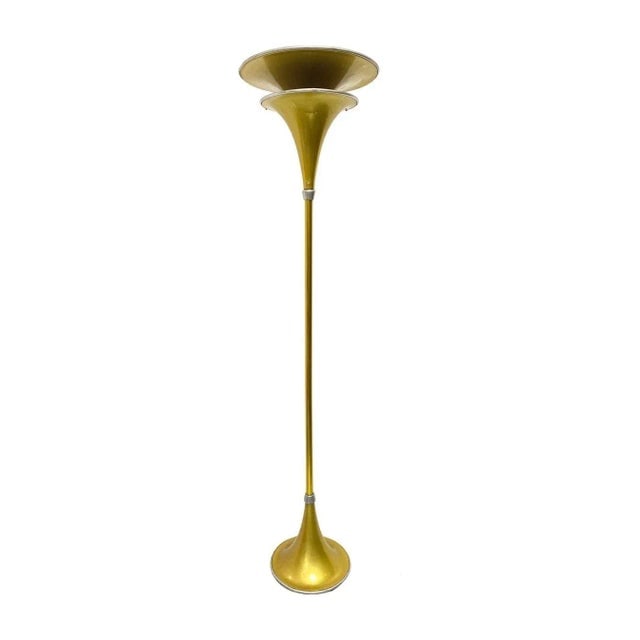 1930s Art Deco Anodized Gold-Tone Spun Aluminum Torchiere Floor Lamp - 5