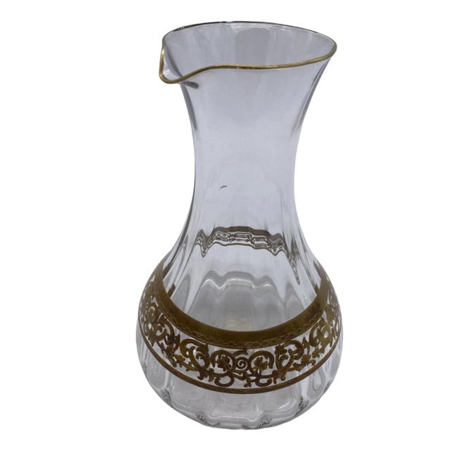 1930s Czechoslovakia Moser Art Glass Pitcher Set With Gold Leaf Accents- a Pair - 3