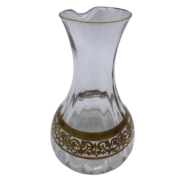 1930s Czechoslovakia Moser Art Glass Pitcher Set With Gold Leaf Accents- a Pair - 4