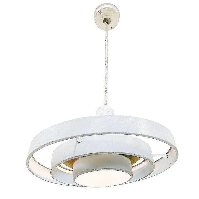 Mid-Century "Saturn" Ceiling Steel 20" Hooded Pendant by Kurt Versen - 6