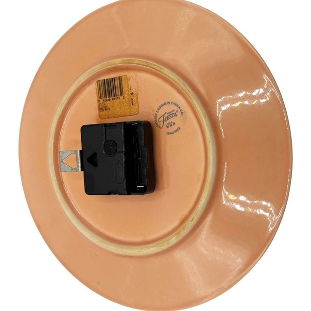 1950s Pink "Apricot" Fiestaware Ceramic Plate Wall Clock by Homer Laughlin - 2