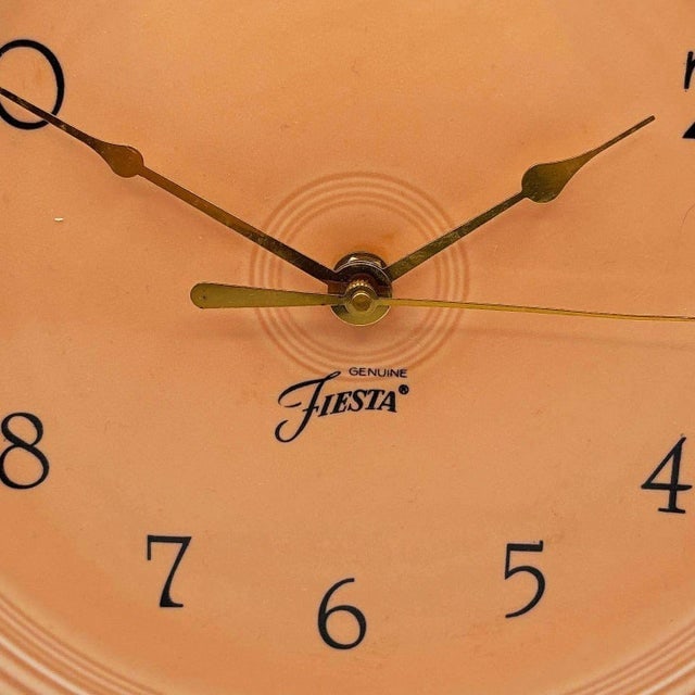 1950s Pink "Apricot" Fiestaware Ceramic Plate Wall Clock by Homer Laughlin - 5