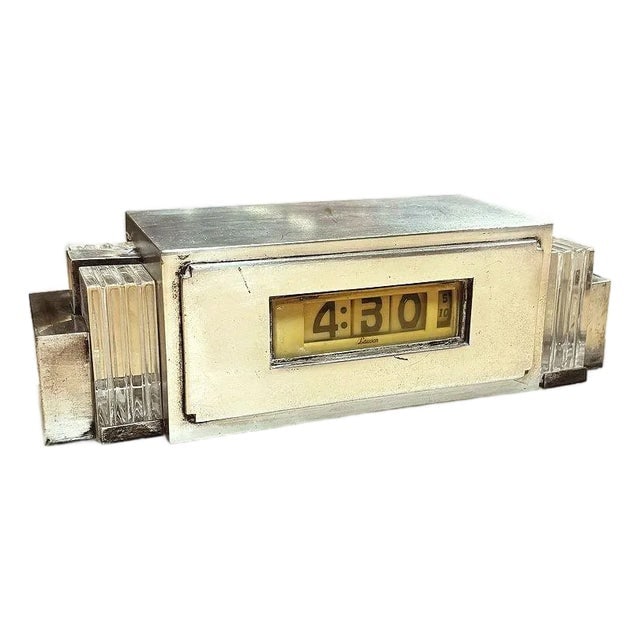 1930 Art Deco Silver Plate & Marble Model 975 Digital Mantel Clock by Lawson (1 of 11)