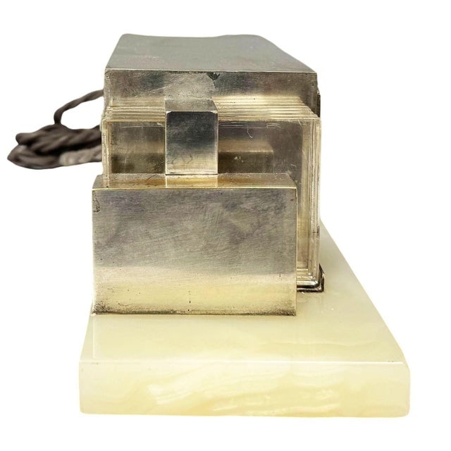 1930 Art Deco Silver Plate & Marble Model 975 Digital Mantel Clock by Lawson - 5