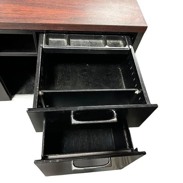 1970s Modern Black & Chrome Metal Tanker Credenza by Steelcase - 8