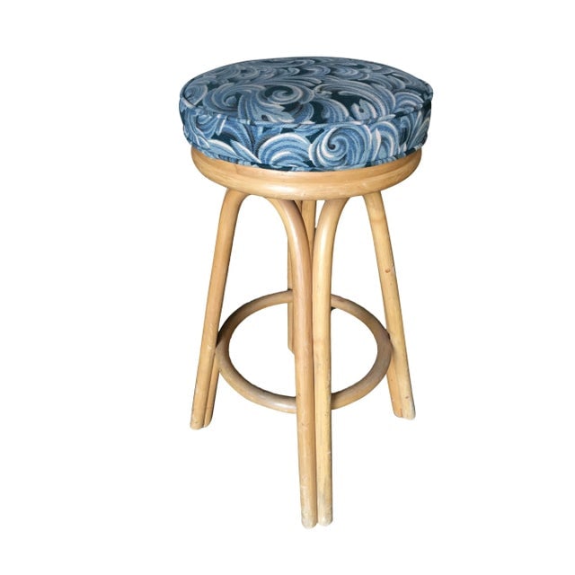 Restored Vintage Single Stand Arched Rattan Bar Stool - 2