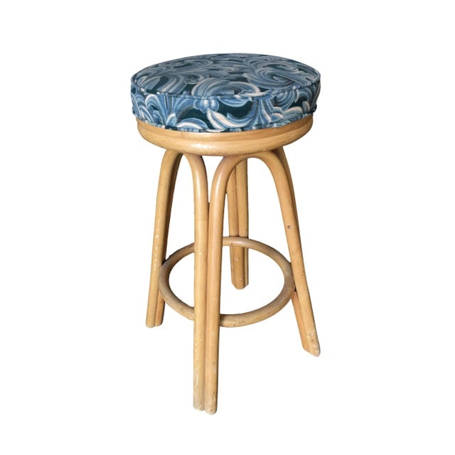 Restored Vintage Single Stand Arched Rattan Bar Stool - 6