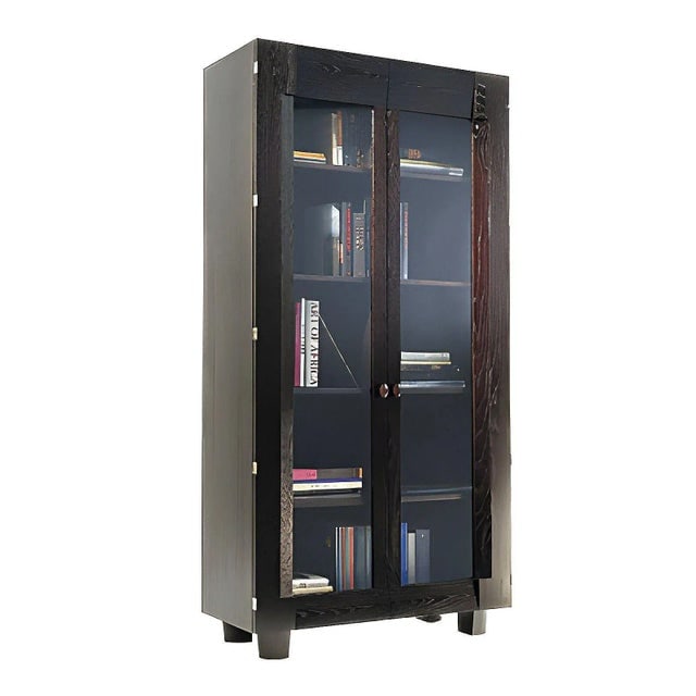 Tall Dakota Jackson "Ocean" Espresso Oak Bookcase Display Cabinet - 2