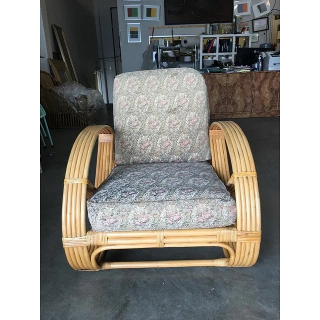 1950s Restored Five-Strand Round Full Pretzel Rattan Lounge Chair - 2