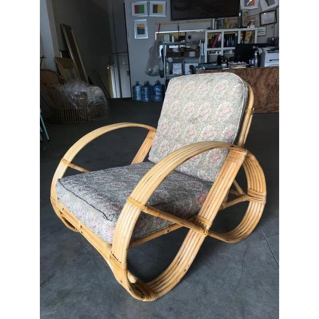 1950s Restored Five-Strand Round Full Pretzel Rattan Lounge Chair - 4
