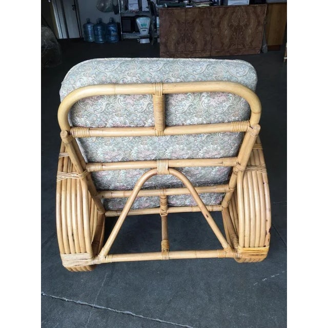 1950s Restored Five-Strand Round Full Pretzel Rattan Lounge Chair - 7
