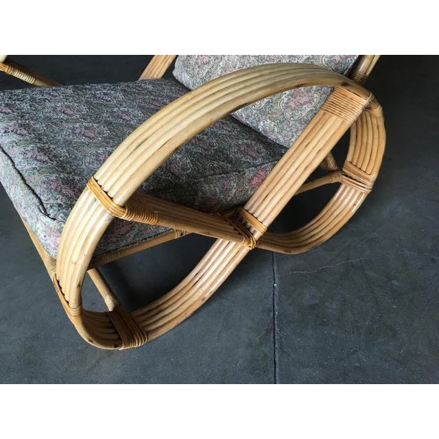1950s Restored Five-Strand Round Full Pretzel Rattan Lounge Chair - 8