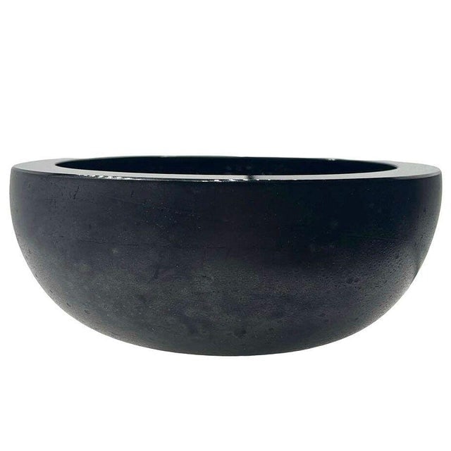 Mid 20th Century Italian Murano Black Art Glass Bowl Signed Boudin Murano - 4