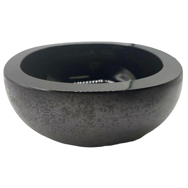 Mid 20th Century Italian Murano Black Art Glass Bowl Signed Boudin Murano - 5