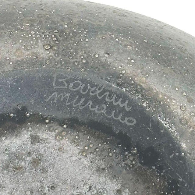 Mid 20th Century Italian Murano Black Art Glass Bowl Signed Boudin Murano - 9