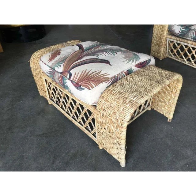 Restored Woven Wicker "Peacock" Throne Lounge Chair W/ Matching Ottoman - 10