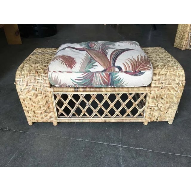 Restored Woven Wicker "Peacock" Throne Lounge Chair W/ Matching Ottoman - 11