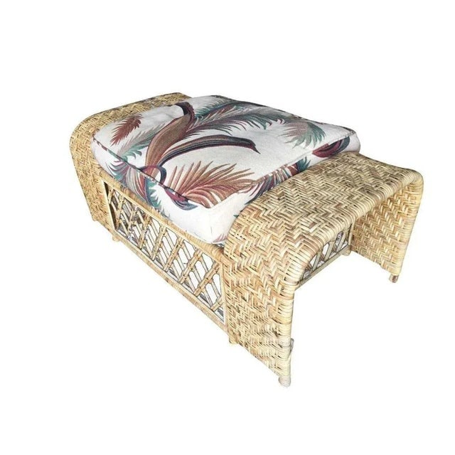 Restored Woven Wicker "Peacock" Throne Lounge Chair W/ Matching Ottoman - 4