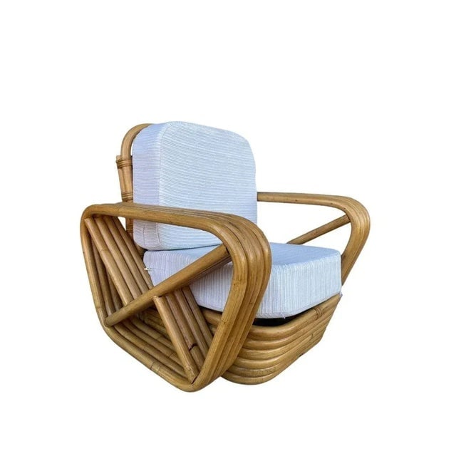 Restored Mid-Century Child Size 4-Strand Square Pretzel Rattan Lounge Chair, Pair - 2